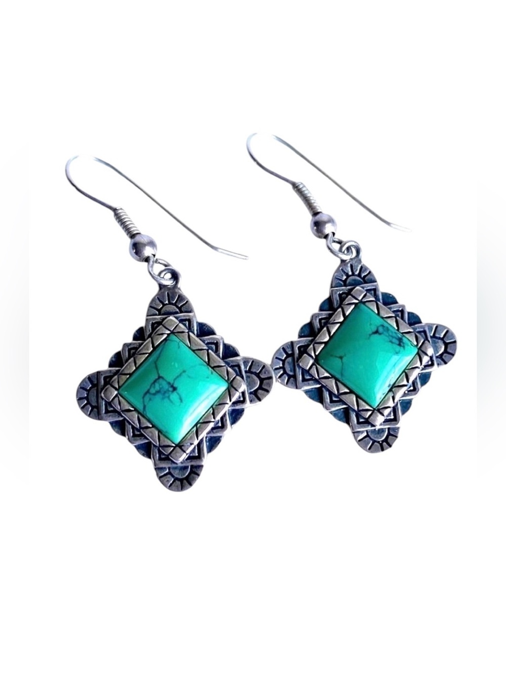 Carolyn Pollack Relios Turquoise‎ Earrings Sterling Silver 925 Coastal Cowgirl